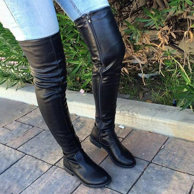 Stretch Pleather Knee High Boot's