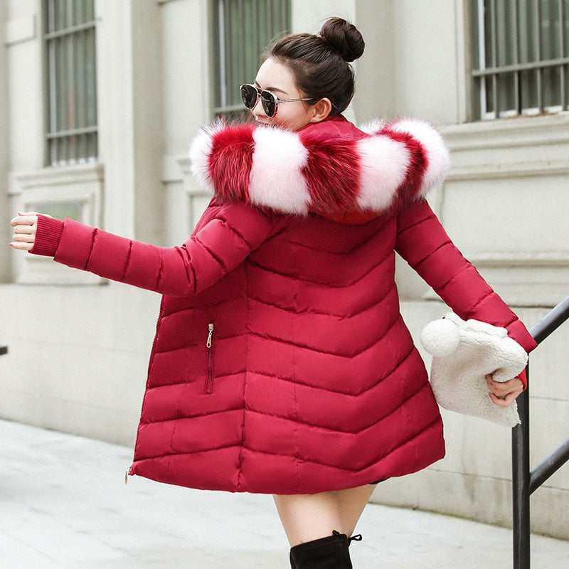 "Two Toned Fur Collar" Women's Winter Coat