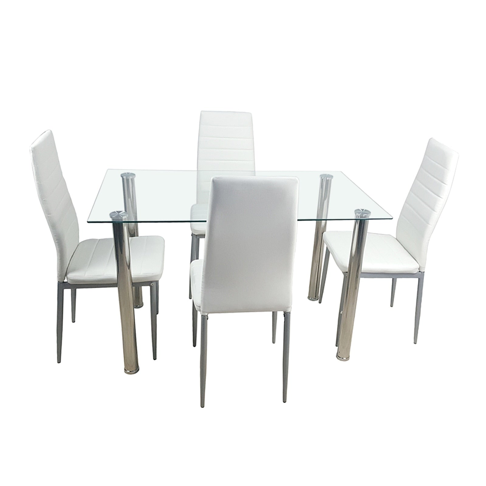 White Dove 4 pc Tempered Glass Dining Table And Chairs