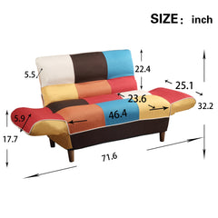 Colorful Patchwork Convertible Sofa Bed