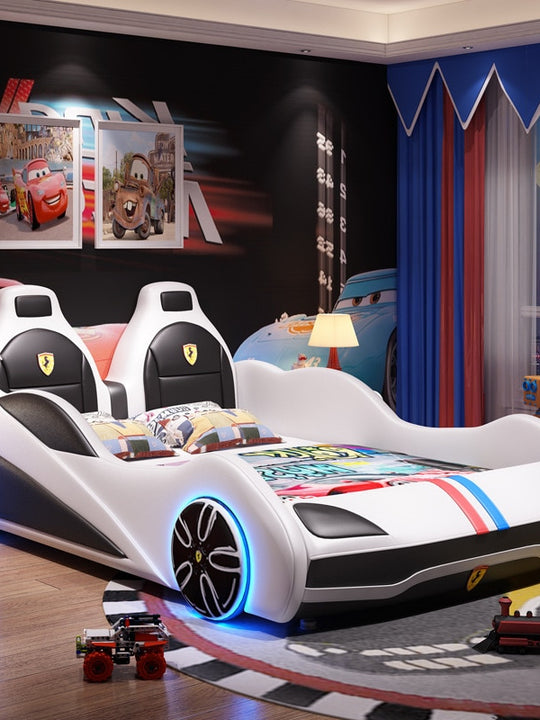 Led Car Light Up Bed With Storage For Boys