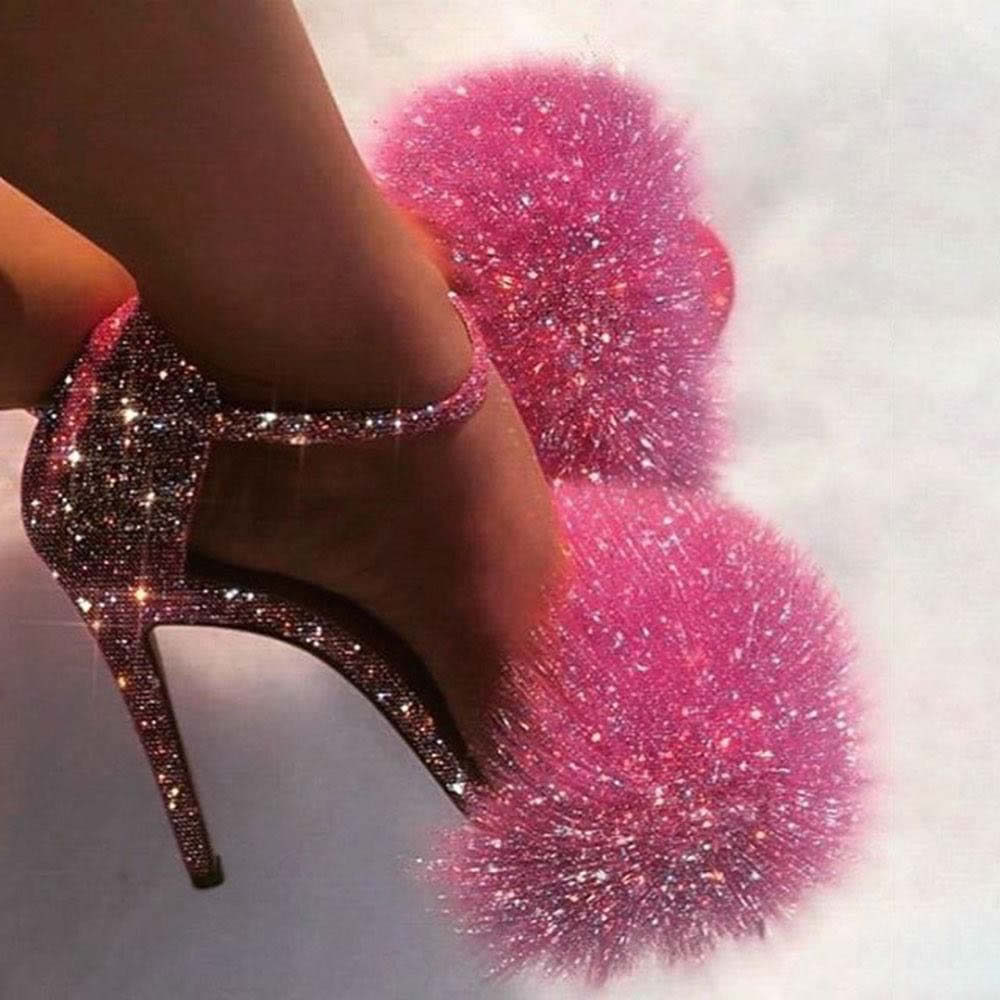 Puff Ball Glitter Heels