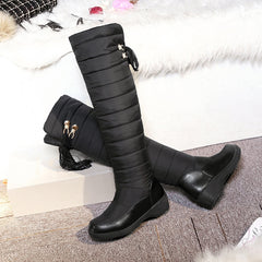 Knee High Women Down Material Boots