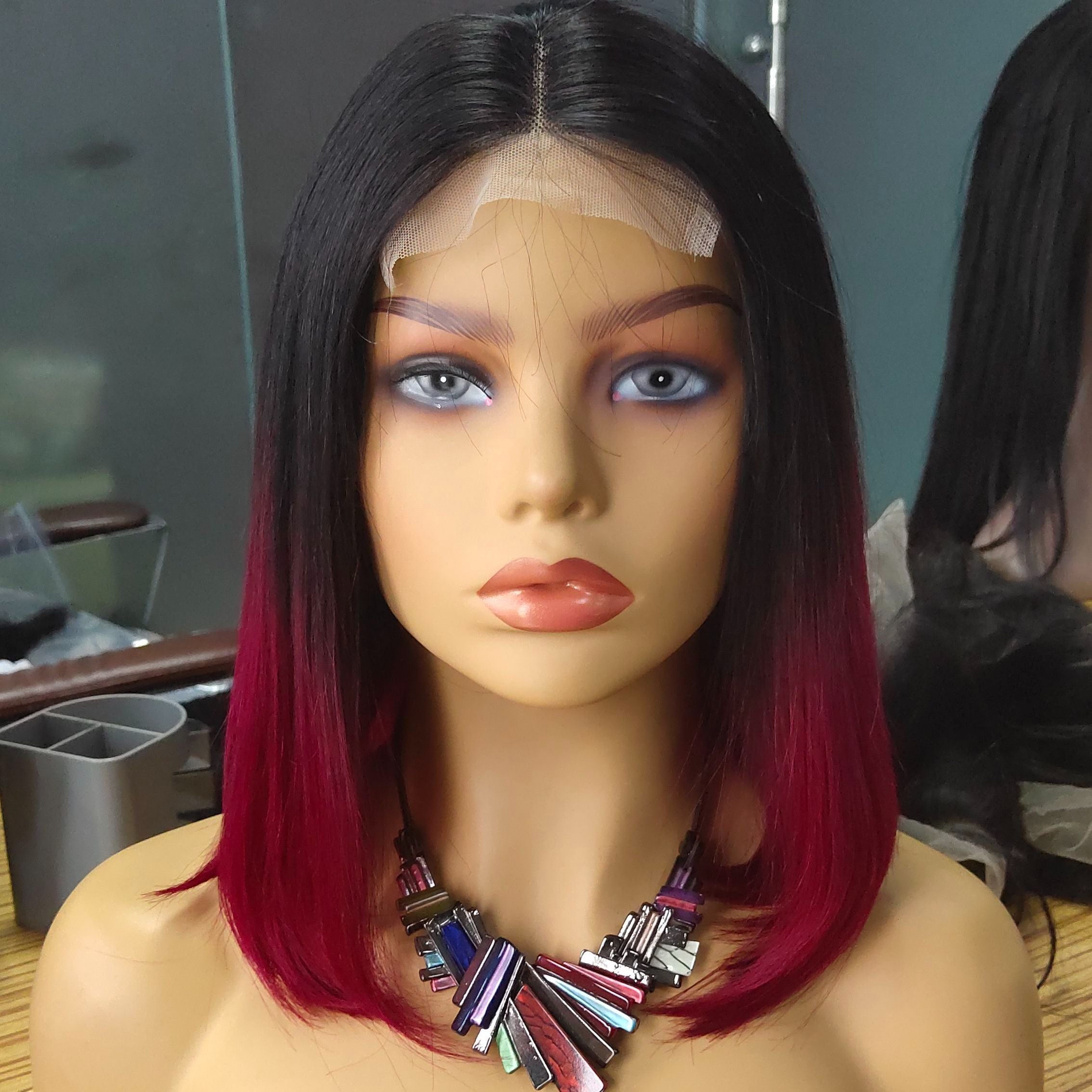 Bob Orange/Ombre Color Lace Closure Wig