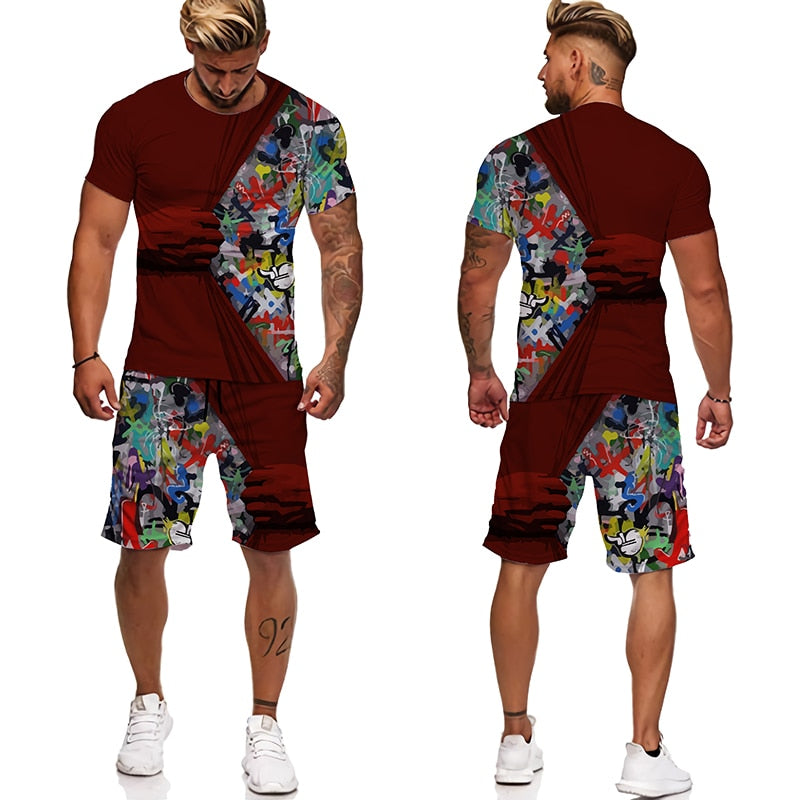 Shake My Hand & Feel My Colorful Spirit 3-D Men's Short Set