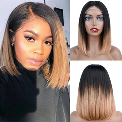 Bob Orange/Ombre Color Lace Closure Wig