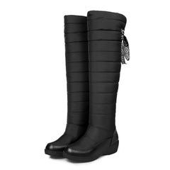 Knee High Women Down Material Boots