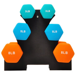 Dumbbell Weight Lifting Set with Stand (3lbs, 5lbs, 8lbs Set)