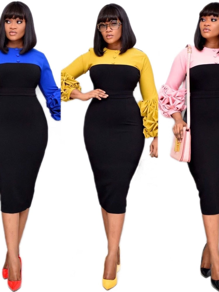 Ruffle Sleeve Pencil Dress