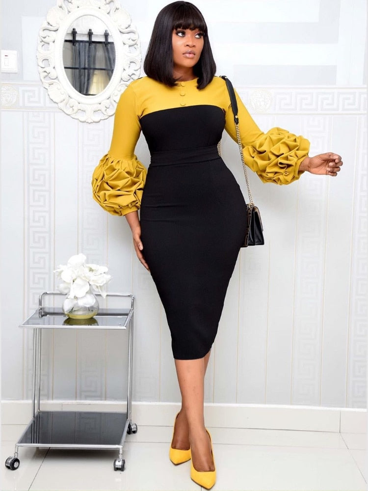 Ruffle Sleeve Pencil Dress