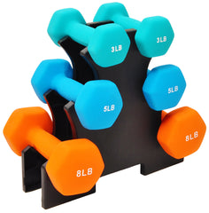 Dumbbell Weight Lifting Set with Stand (3lbs, 5lbs, 8lbs Set)