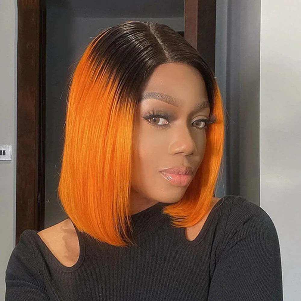 Bob Orange/Ombre Color Lace Closure Wig