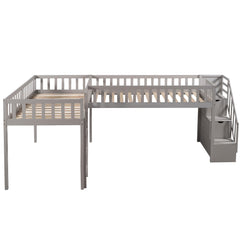 Loft Style L-Shape Twin Bunk Bed