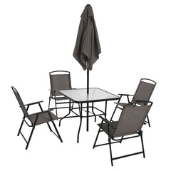 6 Piece Outdoor Patio Table Set With Umbrella