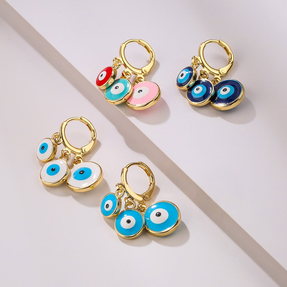 Triple Eye Of Protection Drop Down Earring's