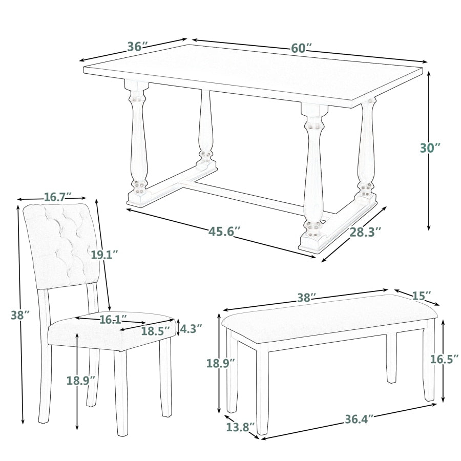 6-Piece Dining Table and Chair Set