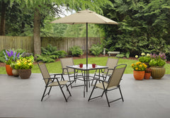 6 Piece Outdoor Patio Table Set With Umbrella