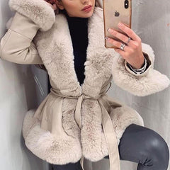 Plush Faux Fur Winter Coat For Women