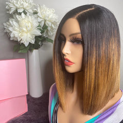 Bob Orange/Ombre Color Lace Closure Wig