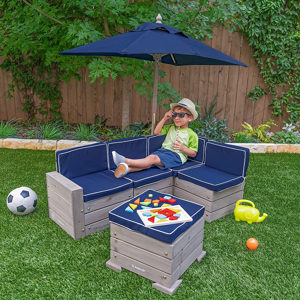 "Gray Clue" Kids Wooden Patio Furniture Set