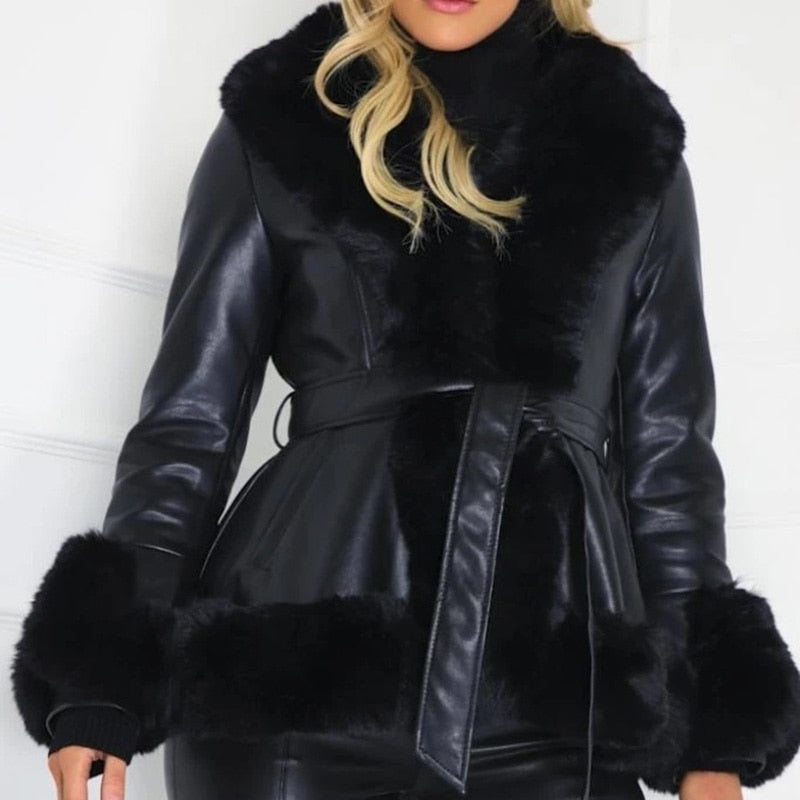 Plush Faux Fur Winter Coat For Women