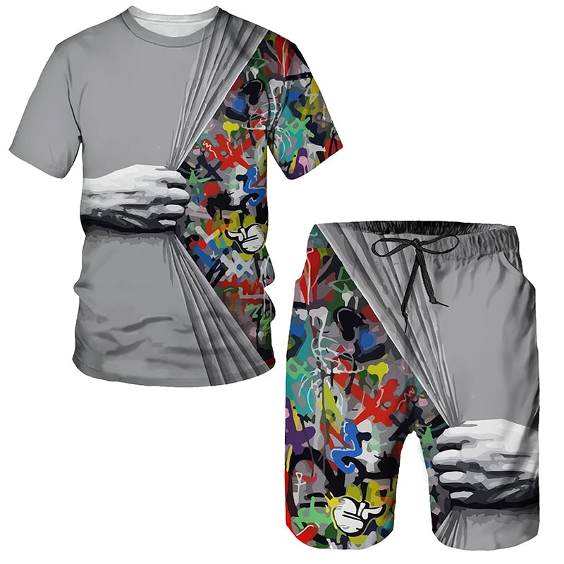 Shake My Hand & Feel My Colorful Spirit 3-D Men's Short Set