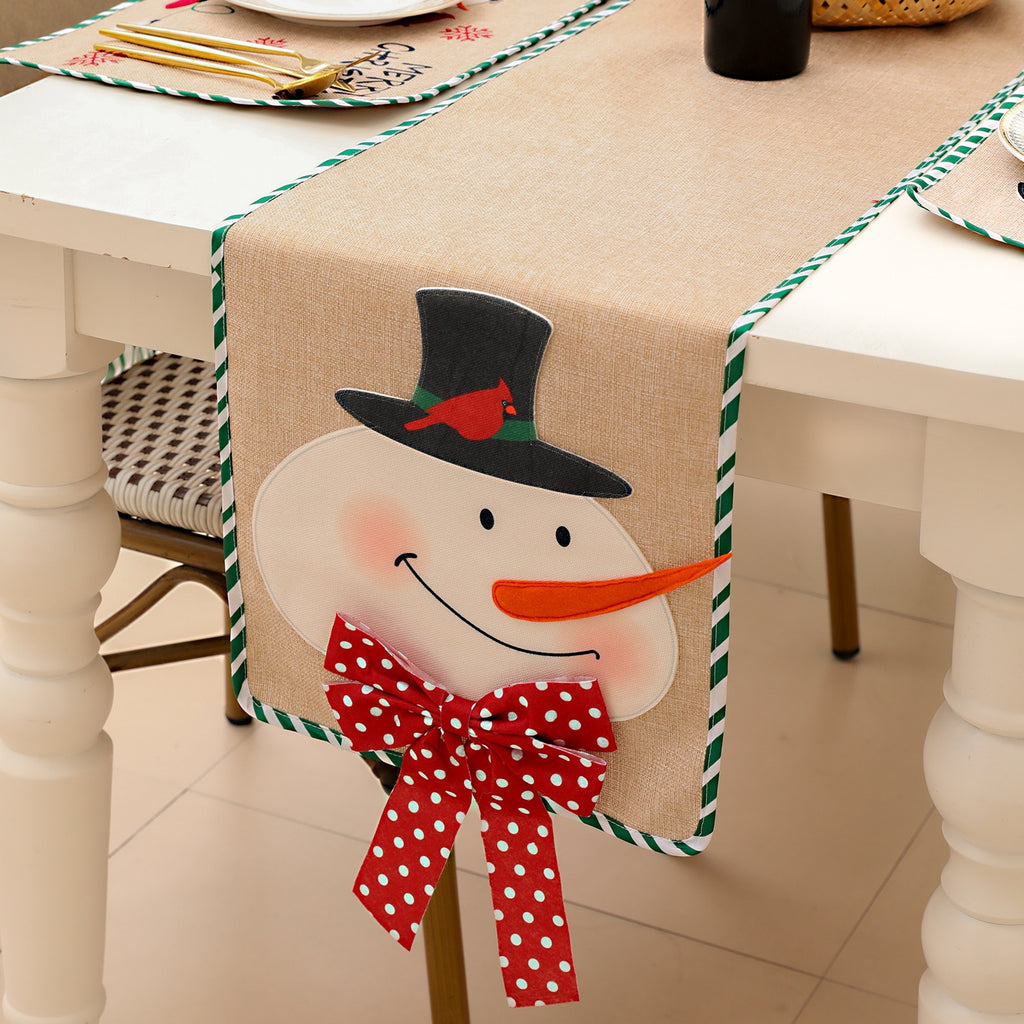 Snowman Table Runner Linen