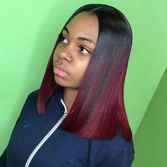 Bob Orange/Ombre Color Lace Closure Wig