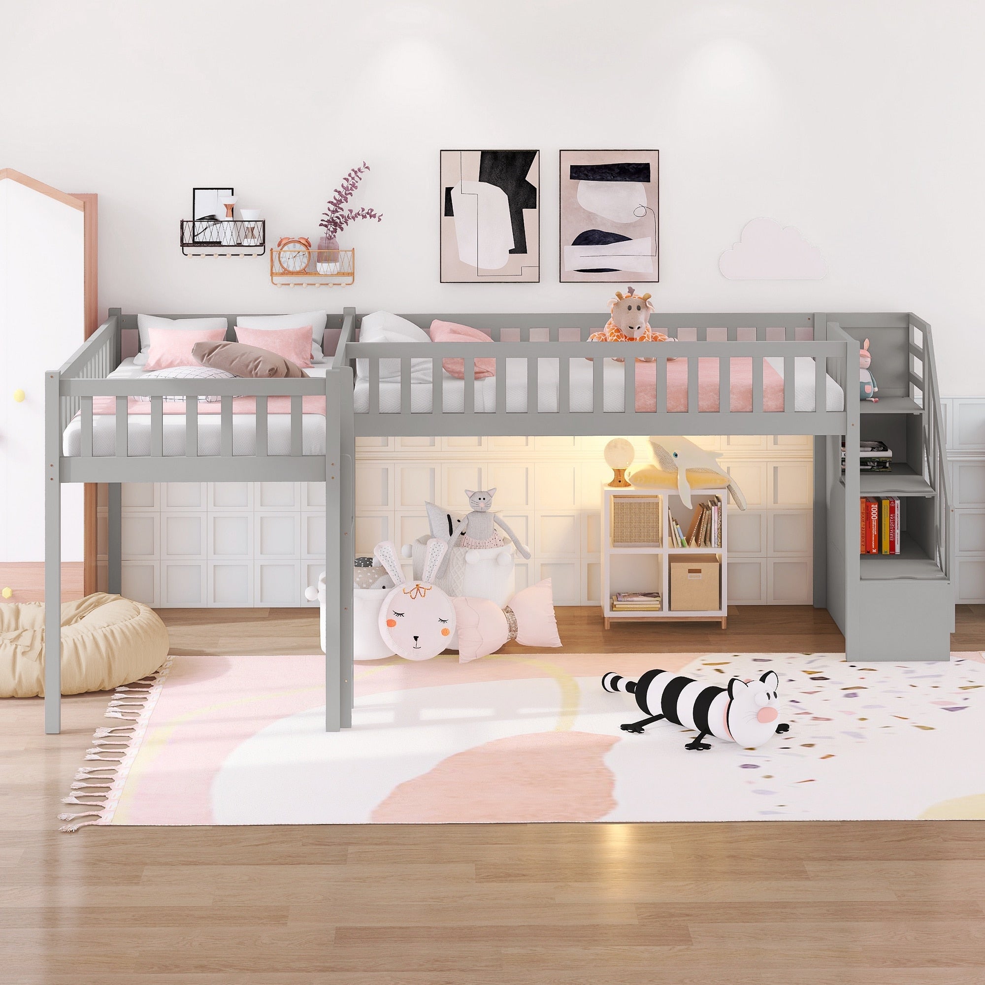 Loft Style L-Shape Twin Bunk Bed