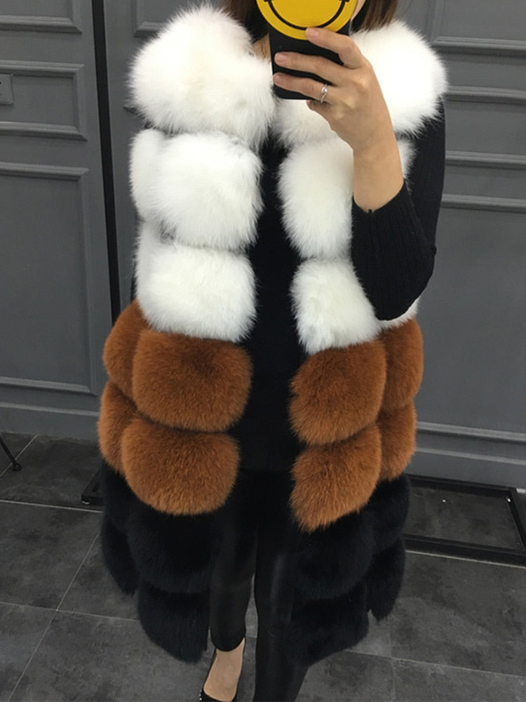 "One Color Isn't Enough" Faux Fur Winter Vest