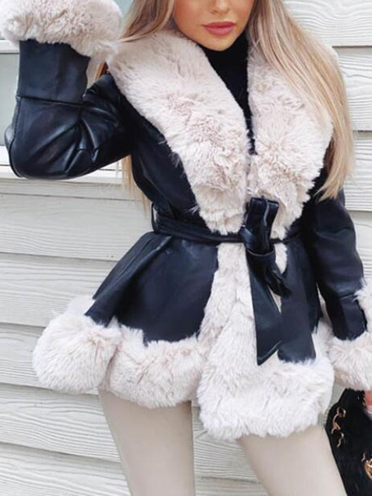 Plush Faux Fur Winter Coat For Women