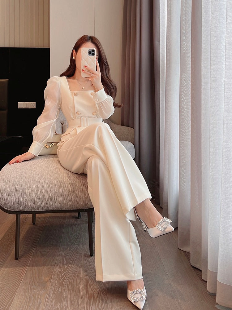 "Necessary Elegance" 2 Piece Wide Leg Pant's Set For Women