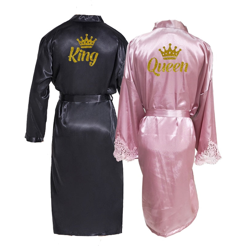 Satin & Lace King And Queen Robe Set