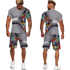 Shake My Hand & Feel My Colorful Spirit 3-D Men's Short Set