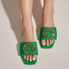 Rhinestone Crystal Slide In Sandal's