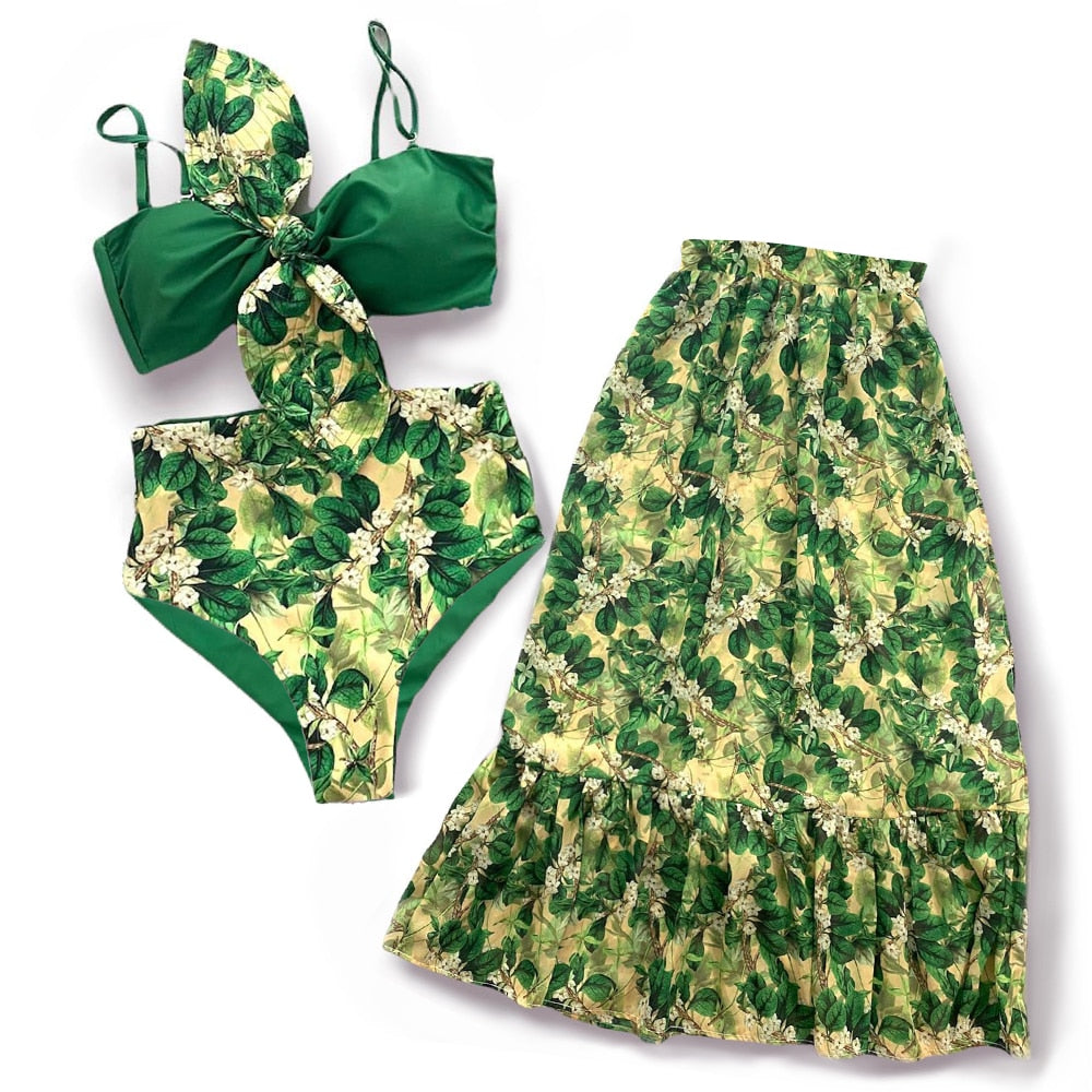 Green Leaf 3 Piece Swimsuit