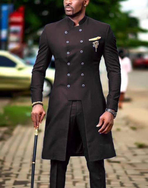 2 Piece Long Coat Tuxedo Suit