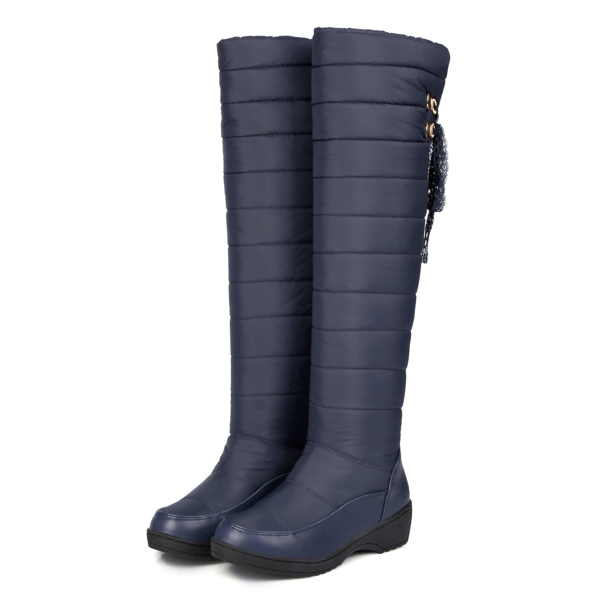 Knee High Women Down Material Boots