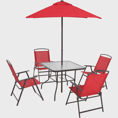 6 Piece Outdoor Patio Table Set With Umbrella