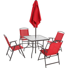 6 Piece Outdoor Patio Table Set With Umbrella