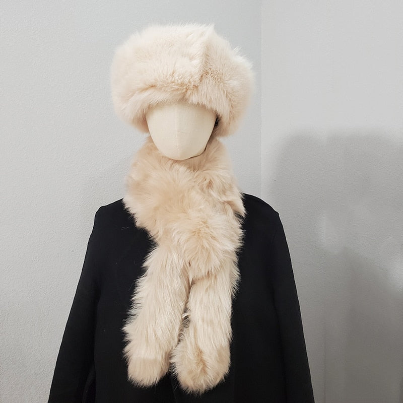 Foxy Faux Fur Winter Hat & Scarf For Women