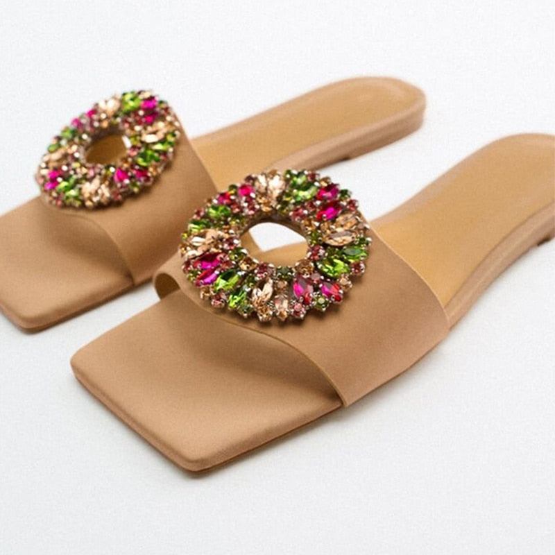 Rhinestone Crystal Slide In Sandal's