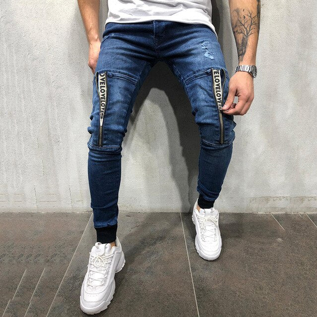 Men's Ripped Zipper Jeans - KeepMeDifferent