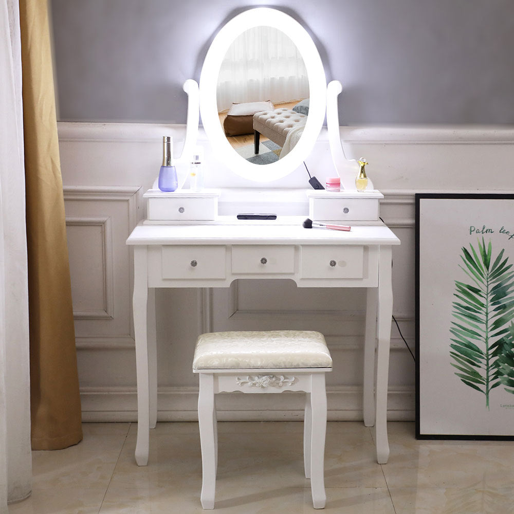 5 Drawer Vanity Set (White) - KeepMeDifferent