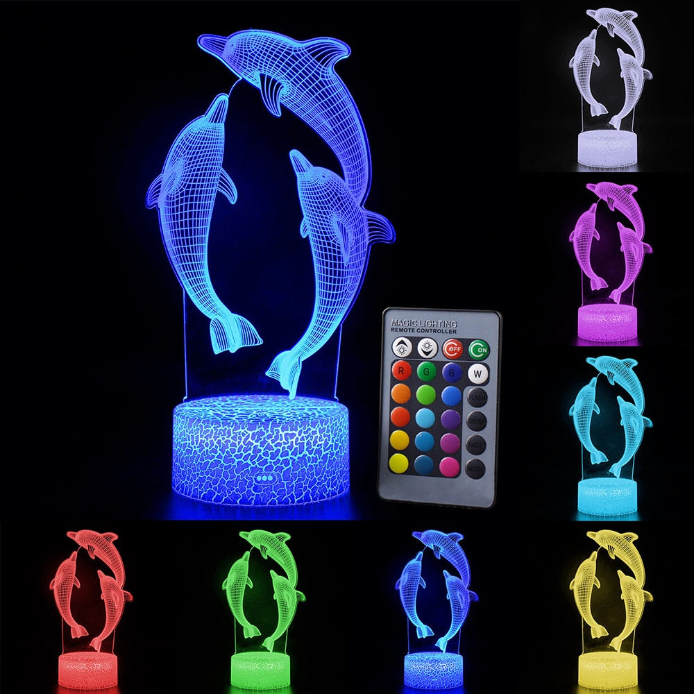 Remote Control 3D LED Dolphin Night Light - KeepMeDifferent