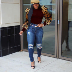 Leopard Puff Sleeve Shirt - KeepMeDifferent