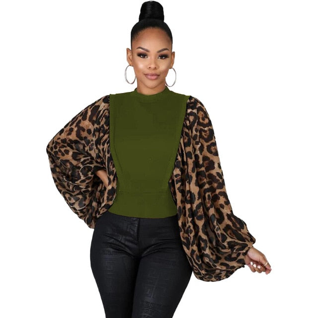 Leopard Sleeve Blouse - KeepMeDifferent