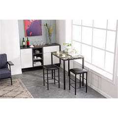 3 Piece Black And White Marble Dining Room Set - KeepMeDifferent