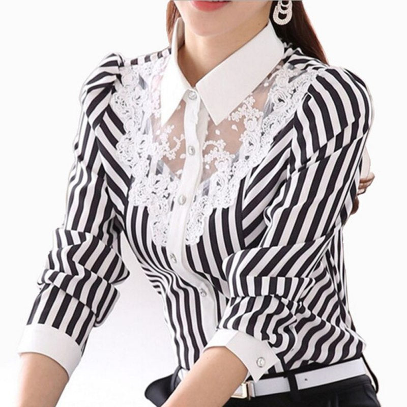 Lace & Stripe Shirt - KeepMeDifferent