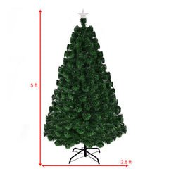 5' Pre-Lit Fiber Artificial Christmas Tree w/ 180 LED Lights & Top Star